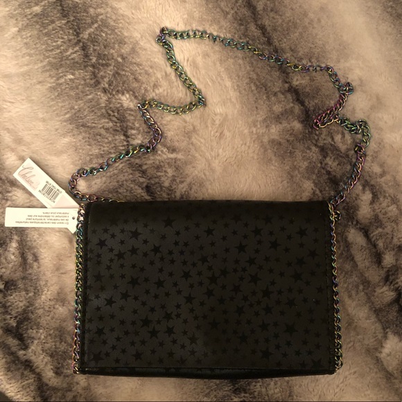 Starry Black Bag with Iridescent Chain Strap - Picture 1 of 8